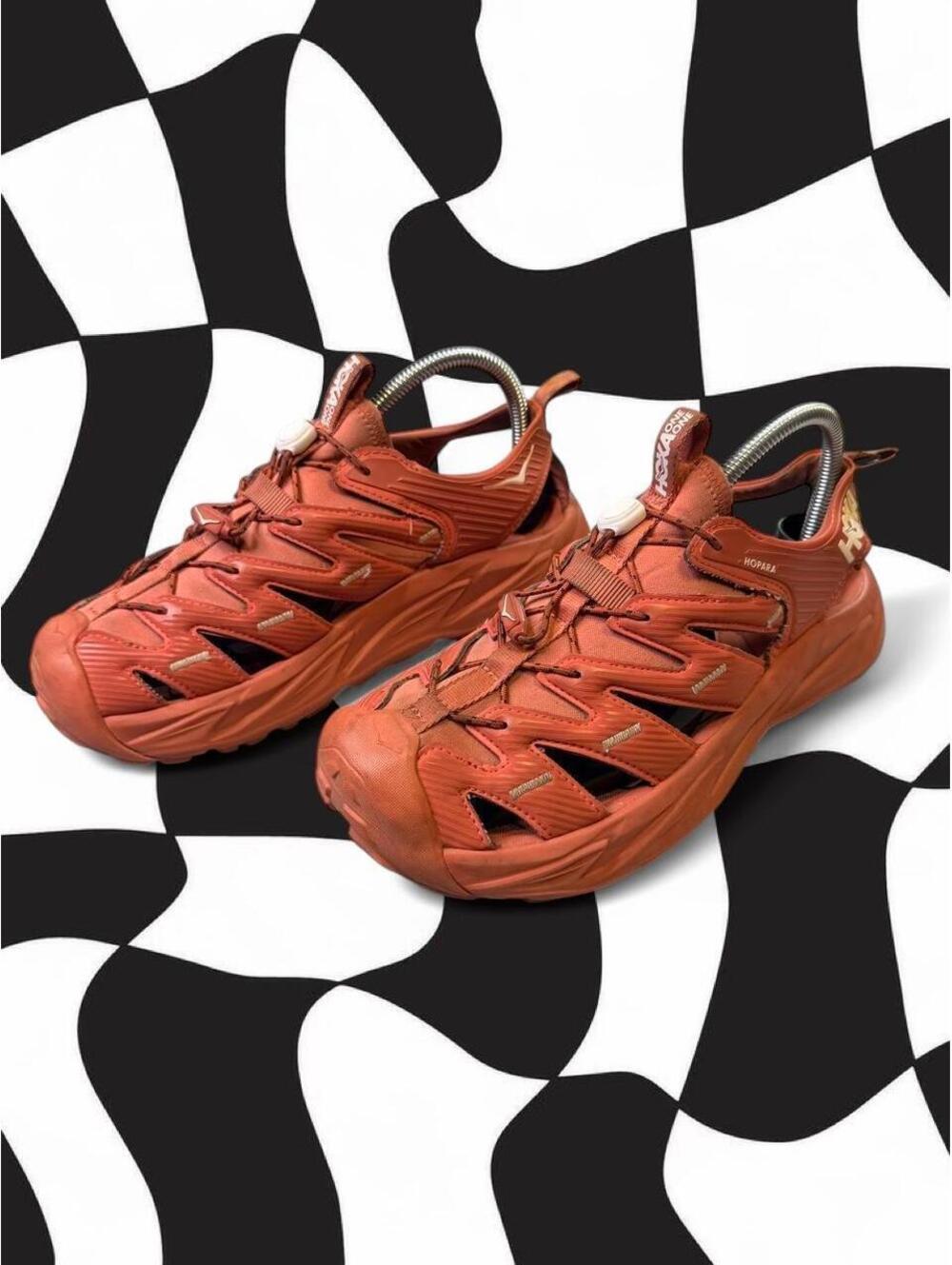 Hoka One One Hopra sandal in rust orange